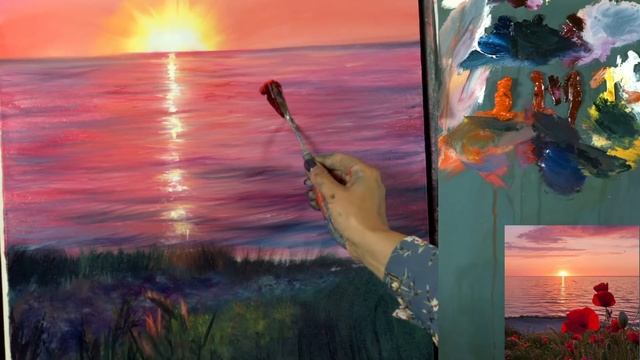 Вебинар от Ольги Базановой - "Маки на закате". Пишем маслом смотреть онлайн