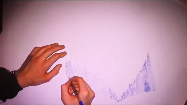 Как нарисовать пейзаж ручкой))) смотреть онлайн