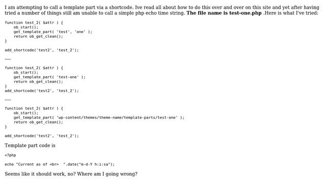 Wordpress: Template part inside shortcode, unexpected reult смотреть онлайн