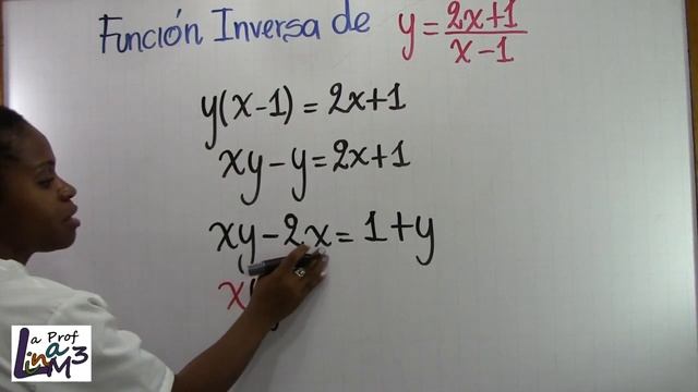 Función inversa y=(2x+1)/(x-1) | La Prof Lina M3 смотреть онлайн