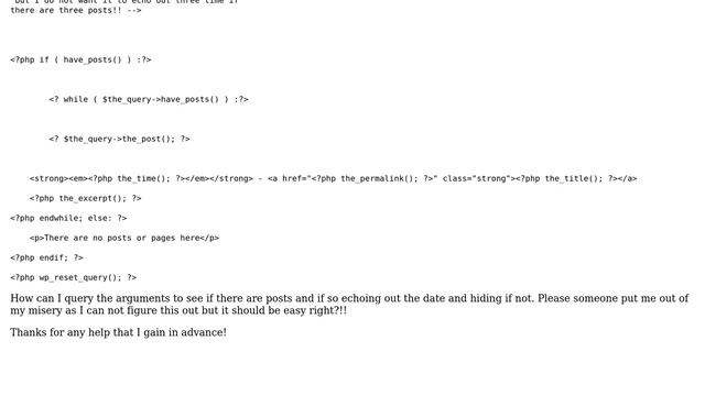 Wordpress: wp_query if have posts show date but not in loop смотреть онлайн