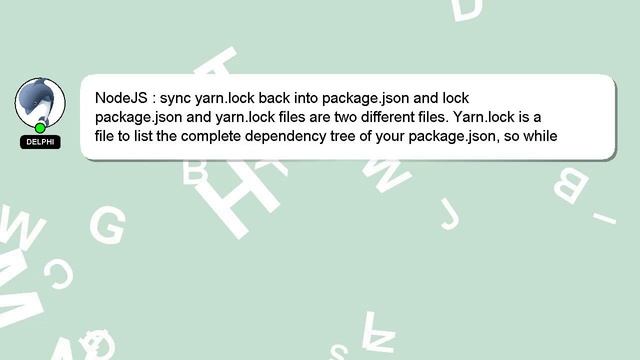 NodeJS : sync yarn.lock back into package.json and lock смотреть онлайн
