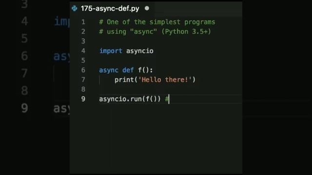 A minimalistic example of using the "async" keyword in Python 3.5+. First смотреть онлайн