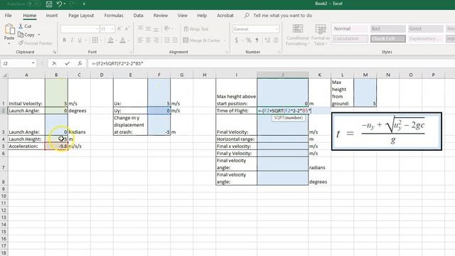 Using MS Excel to create a PROJECTILE MOTION Calculator and Model смотреть онлайн