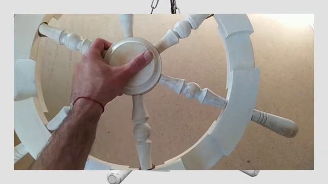 Белая подвесная люстра штурвал из дерева / Steering wheel pendant chandelier STD Light смотреть онлайн