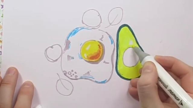 Как просто нарисовать еду маркерами. Рисунок для срисовки смотреть онлайн