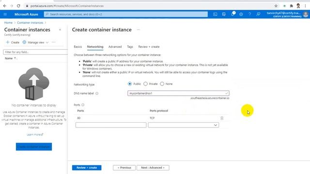 Process to Deploy Azure Container Instances in Microsoft Azure portal смотреть онлайн