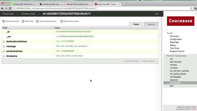 Manage your SMS Messages with PHP and CouchDB смотреть онлайн