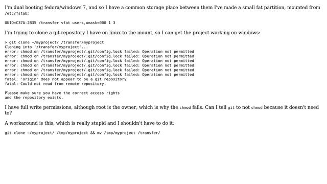 Git clone: error: chmod on ＜ntfs mount＞ failed: Operation not permitted смотреть онлайн