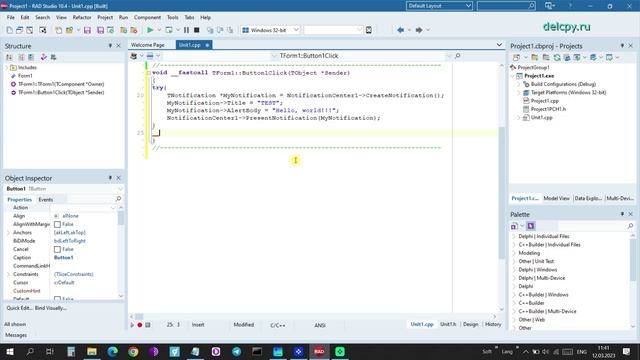 NotificationCenter C++ builder. смотреть онлайн