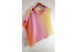 Пончо крючком для начинающих: простая модель без швов, легкий узор "вафля"