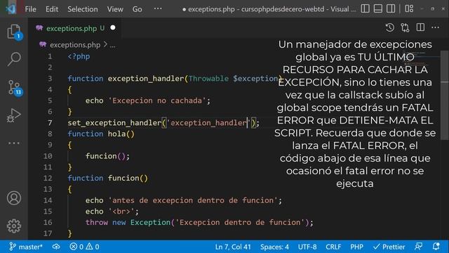 Excepciones en PHP | Callstack en PHP y las excepciones en PHP (parte 4) смотреть онлайн