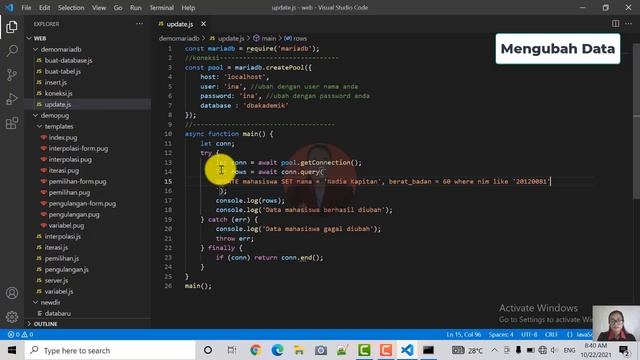 #42.Mengubah data pada MariaDB dengan Node.js смотреть онлайн
