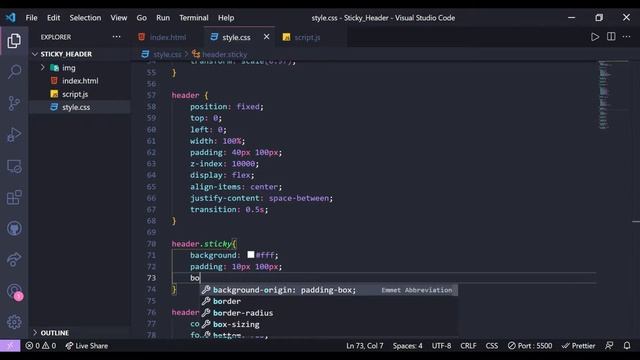 How To Create A Sticky Header Using JavaScript | Fixed Navbar on Scroll | смотреть онлайн