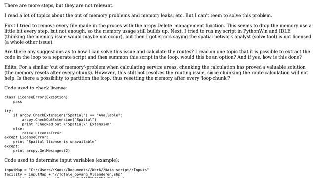 GIS: Out of memory when calculating loop in ArcGIS 10.2 with Python 2.7 смотреть онлайн