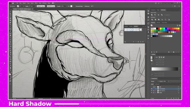 Illustration Process - Drawing on Paper and Painting in Adobe Illustrator - Christmas Speed Art смотреть онлайн