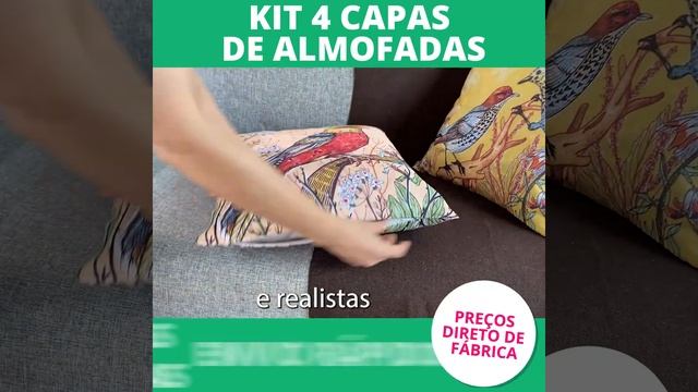 Kit 4 Capas De Almofadas Pássaros Coloridos Dcorô