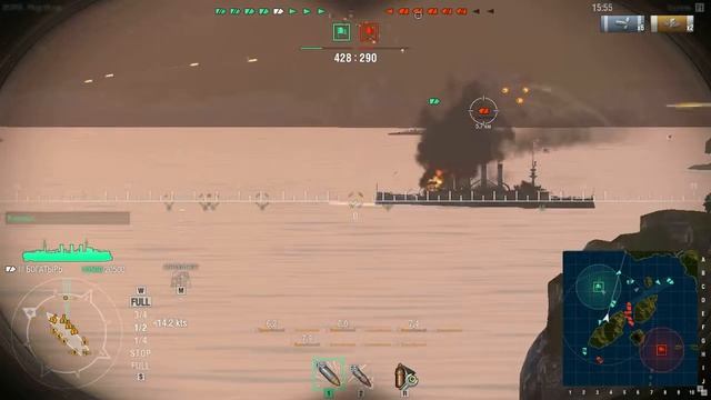 World of Warships . Богатырь , российский крейсер . смотреть онлайн