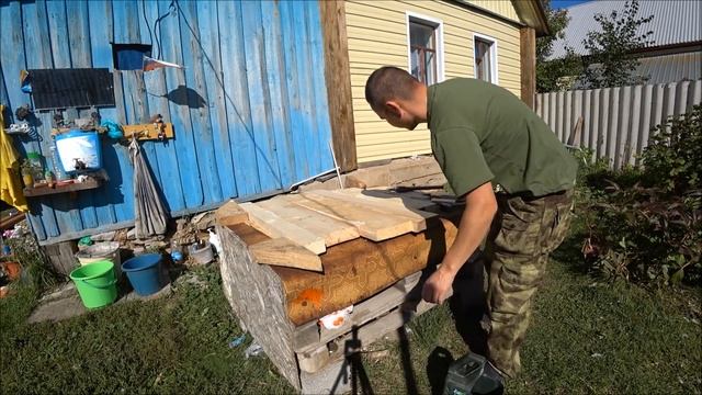 КУПИЛИ ДОМ на краю ПРУДА .Часть 134 . ИЗГОТОВЛЕНИЕ КРУГЛОГО СТОЛА ДЛЯ ДОМА .ВЫКОПАЛ КАРТОФЕЛЬ . смотреть онлайн