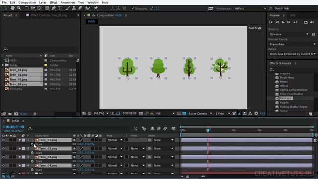 Анимация появления объектов в After Effects (Animation appearance of objects in After Effects) смотреть онлайн