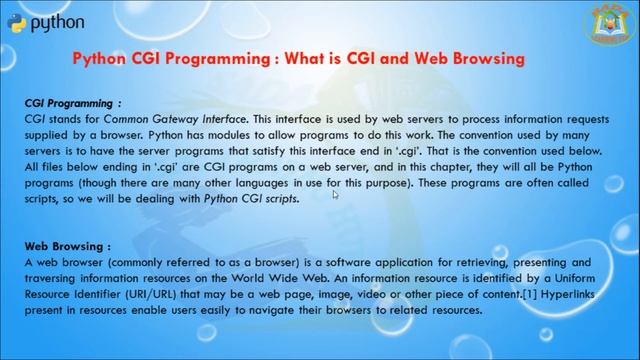 Lesson - 61 : Python Advanced - Python CGI : What is CGI and Web Browsing and CGI Architecture смотреть онлайн