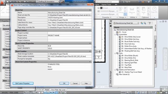 Using AutoCAD Sheet Sets Tutorial | Custom Properties смотреть онлайн