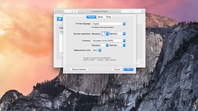 How to change the system wide decimal mark in Mac OS X Yosemite. смотреть онлайн