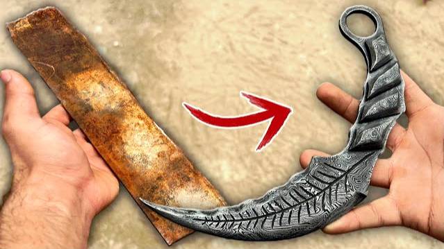 Forging Stunning Damascus Karambit Knife🔥
