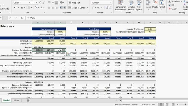 Preferred Return - Excel Waterfall Model - Up to 10 Years смотреть онлайн