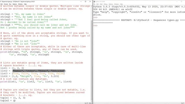 Sequences and its types in Python смотреть онлайн
