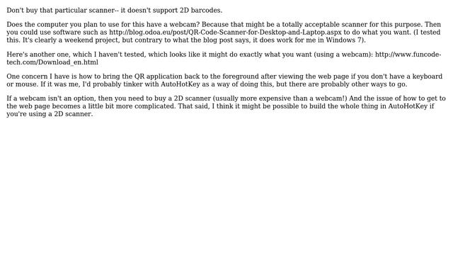 If I acquire a USB QR/barcode scanner, can I set it to automatically launch a browser upon... смотреть онлайн