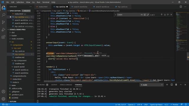 Event, EventEmitter and Listen in Stencil JS Practical example смотреть онлайн