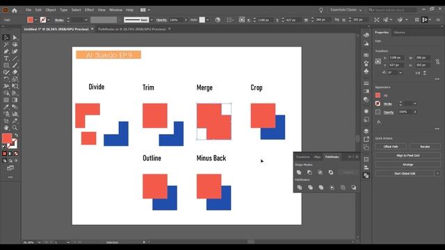 สอนใช้ Pathfinder เครื่องมือที่จะช่วยปรับแต่งรูปทรง | พื้นฐาน illustrator ep.9 смотреть онлайн