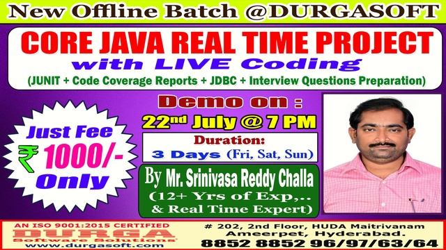 CORE JAVA REAL TIME PROJECT Offline Training @ DURGASOFT смотреть онлайн