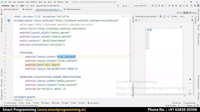 Retrieve and Parse JSON Data from PHP API | Display JSON in Android RecyclerView Hindi #50 смотреть онлайн