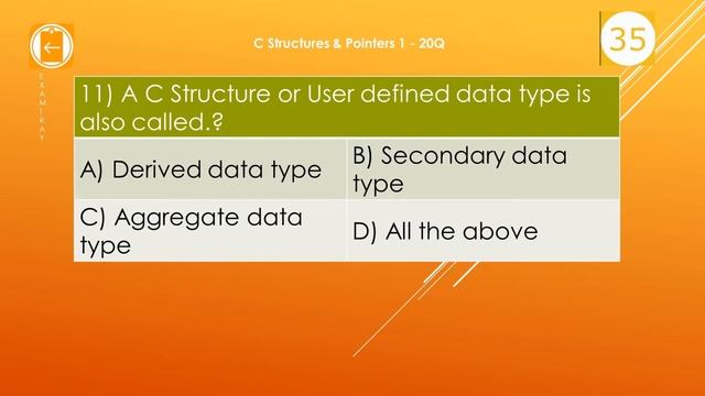 21. C Programming Structures and Pointers Online Test 1 with Interview FAQ Questions смотреть онлайн