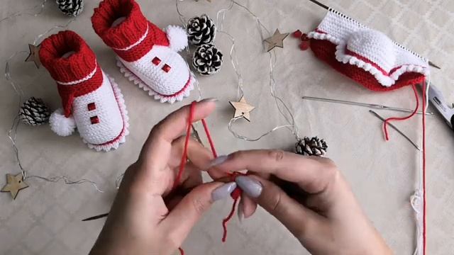 Мастер Класс. Пинетки "Новогодний Гномик" спицами! смотреть онлайн