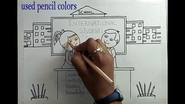 International Students Day poster drawing l World students Day easy drawing смотреть онлайн