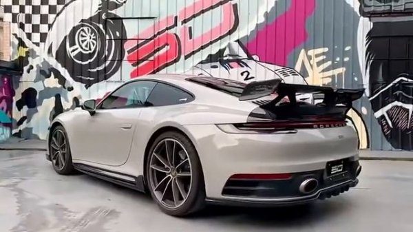 Porsche 911 992 Carrera, Carbon fiber Sport Design Package + Carbon rear wing spoiler techart style