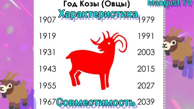 ?ГОД КОЗЫ (ОВЦЫ). ХАРАКТЕРИСТИКА ПО ГОДУ РОЖДЕНИЯ. ГОРОСКОП. смотреть онлайн