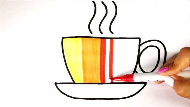 How to draw a cup of coffee / Как нарисовать чашечку кофе / Сурет салу бір кесе кофе смотреть онлайн