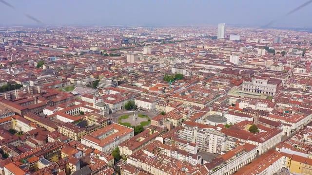 Turin, Italy. Flight over the city. Historical center, top view, Aerial View Hyperlapse смотреть онлайн