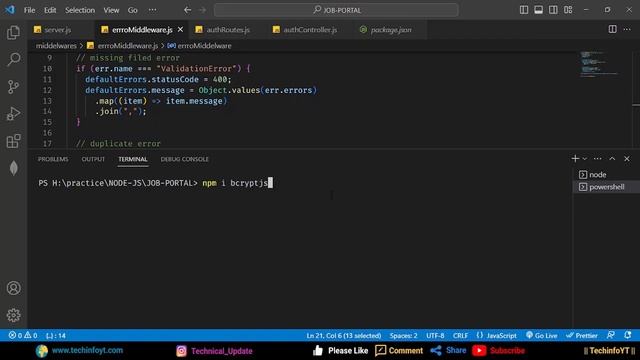 Hashing Password Nodejs Job Portal Application Nodejs Project Nodejs Tutorial Nodejs Course смотреть онлайн