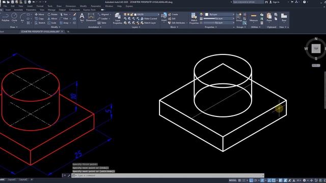 AutoCAD Izometrik Perspektif Uygulamaları-2 / AutoCAD Isometric Perspective Drawing-2