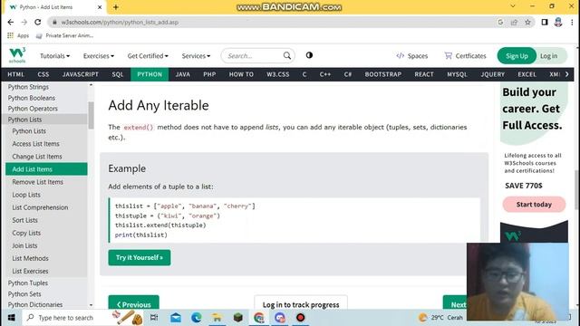 W3School Python List смотреть онлайн