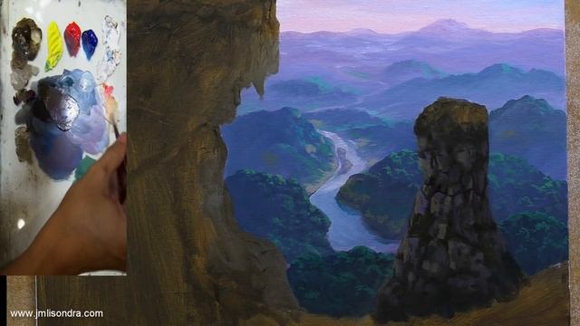 TUTORIAL : Acrylic Painting Landscape / Overlooking River / JMLisondra