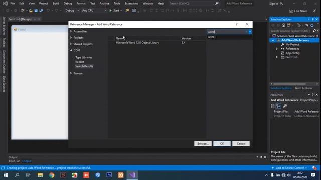 How To Add Microsoft.Office.Interop.Word In Visual Studio