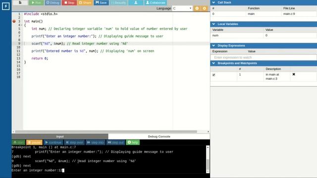 Walk-through of program to Print an Integer entered by user смотреть онлайн