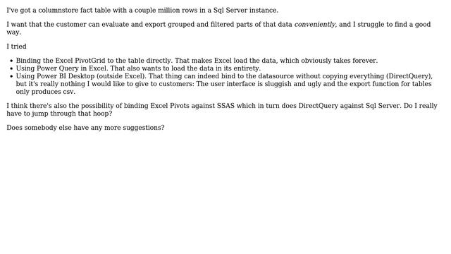 Bind SqlServer table to Excel Pivot or other convenient UI смотреть онлайн
