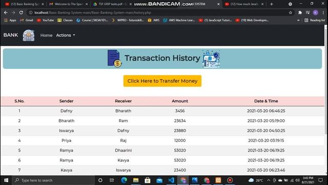 Basic Banking System (Task 1) || Internship Web Development || GRIP@THE SPARKS FOUNDATION смотреть онлайн